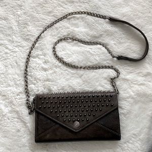 Rebecca Minkoff dark grey silver studded chain shoulder bag
